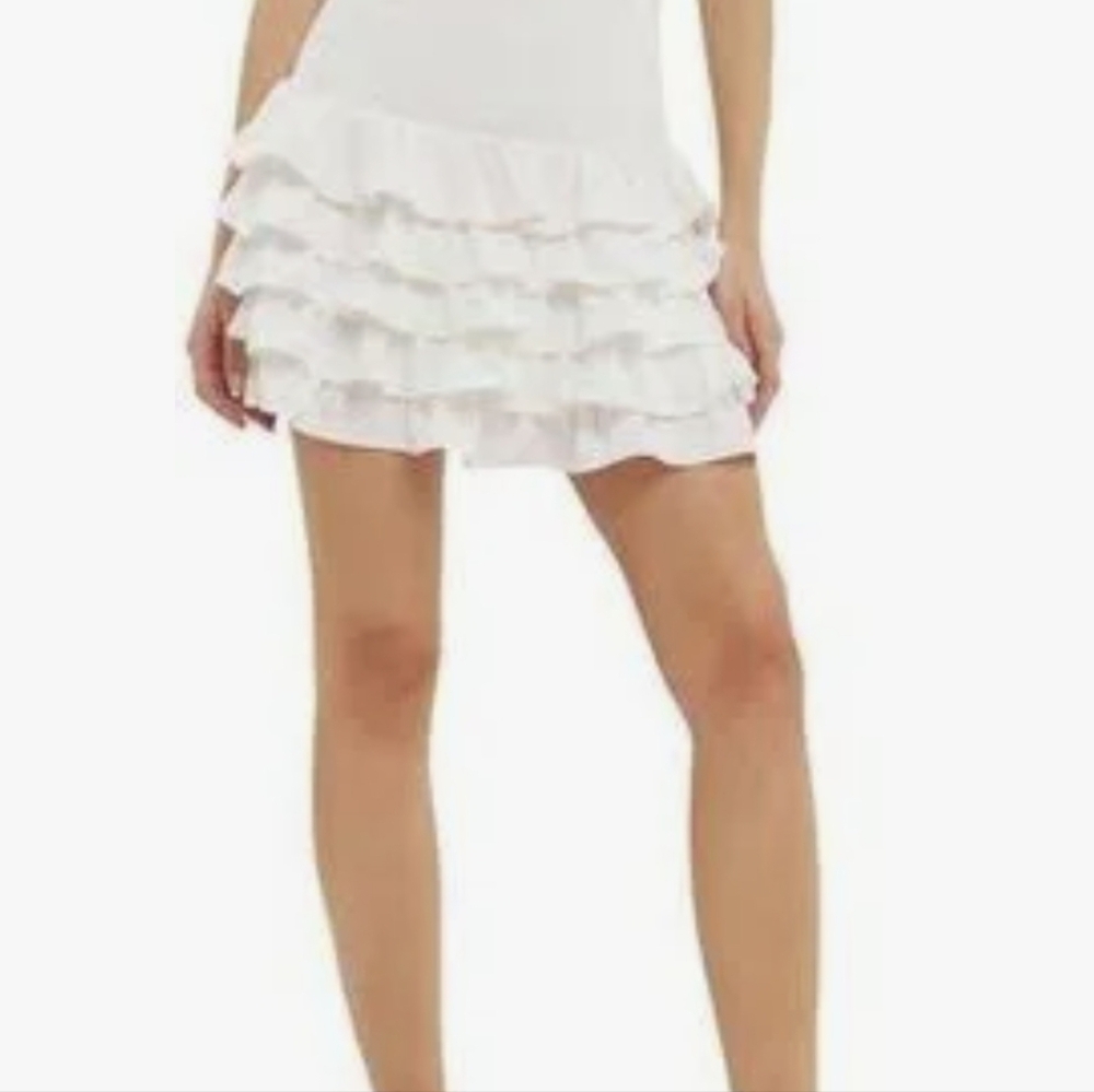 Endless Rose Anthropologie Ruffle Mini Skirt Tiered M NWT
